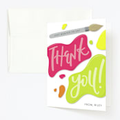 "Let's Get Creative!" - Children's Birthday Party Thank You Cards in Highlighter by Olivia Goree - Front
