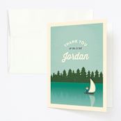 "Greatest Adventure" - Children's Birthday Party Thank You Cards in Signal Red by Jennifer Wick - Front
