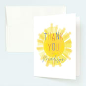 "Little Sunshine" - Children's Birthday Party Thank You Cards in Marshmallow by Rebecca Durflinger - Front