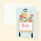 "Flower Wagon" - Children's Birthday Party Thank You Cards in Strawberry by Leah Bisch - Front