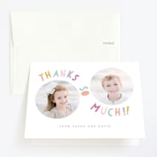 "Double the fun" - Children's Birthday Party Thank You Cards in Sherbet by Creo Study - Front