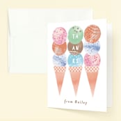 "Scoop" - Children's Birthday Party Thank You Cards in Strawberry by Kanika Mathur - Front