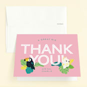 "Jungle Birds" - Children's Birthday Party Thank You Cards in Pixie by Itsy Belle Studio - Front