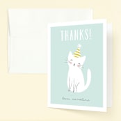 "Party cat" - Children's Birthday Party Thank You Cards in Spearmint by Angela Thompson - Front