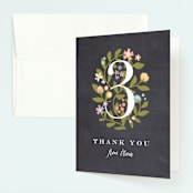 "Climbing Roses" - Children's Birthday Party Thank You Cards in Chalkboard by Jennifer Wick - Front