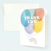 "Up, Up and Away" - Children's Birthday Party Thank You Cards in Rainbow by Creo Study - Front