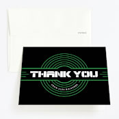 "Targeted" - Children's Birthday Party Thank You Cards in Neon Green by Melissa Egan of Pistols - Front
