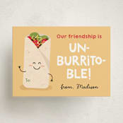 "Un-burrito-ble" - Classroom Valentines in Cornflower by Erica Krystek - Front