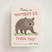 "No Wombat-er" - Classroom Valentines in Cream by Erica Krystek - Front