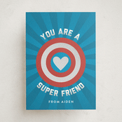"Super Friend" - Classroom Valentines in Aquarium by Shari Margolin - Front