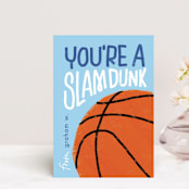 "Basketball" - Classroom and Mailable Valentines in Skyblue by Erin L. Wilson - Front