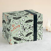 "Be Merry Branches" - Personalized Wrapping Paper in Mint by Alethea and Ruth - Front