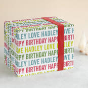 "Colorful Birthday" - Personalized Wrapping Paper in Sour Apple by Lauren Chism - Front