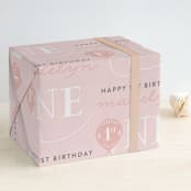 "Sweet One" - Personalized Wrapping Paper in Cotton Candy by Chasity Smith - Front
