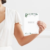 "Grove" - Small Signs in Fern by Everett Paper Goods - With Person for Scale