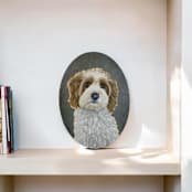 "Oval Canvas Pet Portrait" - Commissioned Original Painting in multicolor by Holton Stokes