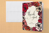 "Red Roses" - Engagement Party Thank You Cards in Cranberry by Annie Walker - Front