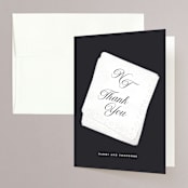 "Cocktail Napkin" - Engagement Party Thank You Cards in Noir by Gwen Bedat - Front