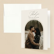 "Golden Ring" - Engagement Party Thank You Cards in Champagne by Nicoletta Savod - Front