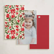 "Regency Vase" - Debutante Party Favor Tags in Ruby by Claudia Orengo - Back of Card Options