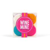 "Felt Ball Wine Charms in Acrylic Party Cube" - Drink Tags and Charms in multicolorassorted-colors by Dorrie Andrews