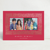 "Paisley" - Diwali Cards in Cherry by Creo Study - Front
