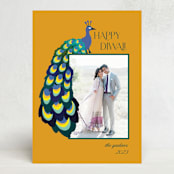 "Peacock" - Diwali Cards in Turmeric by Morgan Kendall - Front