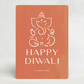 "Diwali Ganesha" - Diwali Cards in Mango by Teju Reval - Front