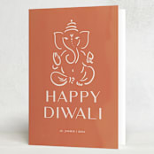 "Diwali Ganesha" - Diwali Cards in Mango by Teju Reval - Folded Card