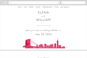 "Skyline -New York" - Wedding Website in Magenta by Laura Condouris - Desktop Design