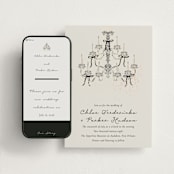 "Hand Illustrated Whimsical Chandelier" - Wedding Website in Noir by Jackie Crawford - Match Your Stationery