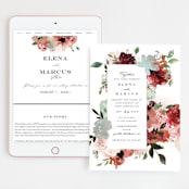 "Cascading Florals" - Wedding Website in Rouge by Leah Bisch - Match Your Stationery