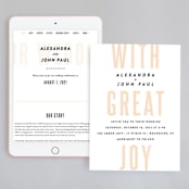 "With Great Joy" - Wedding Website in Peach by Up Up Creative - Match Your Stationery