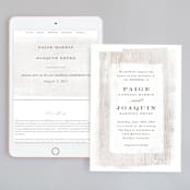"Barnwood" - Wedding Website in Ash by Hooray Creative - Match Your Stationery