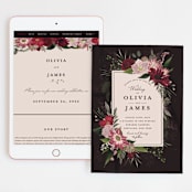 "Midnight Botanicals" - Wedding Website in Cranberry by Susan Moyal - Match Your Stationery