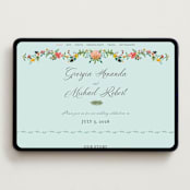 "Tropical Crest" - Wedding Website in Papaya by Susan Moyal - Desktop Design