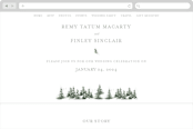 "On the Slopes" - Wedding Website in Fog by Mere Paper - Desktop Design