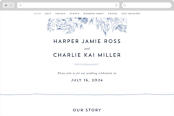 "Poetic Watercolor Flowers" - Wedding Website in Periwinkle by Qing Ji - Desktop Design