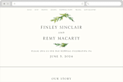"Simple Pine Branches" - Wedding Website in Vanilla by Mere Paper - Desktop Design