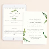 "Simple Pine Branches" - Wedding Website in Vanilla by Mere Paper - Match Your Stationery
