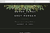 "Laurel of Greens" - Wedding Website in Midnight by Jennifer Wick - Desktop Design