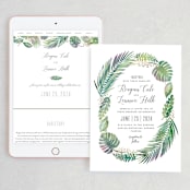 "Tropical Foliage" - Wedding Website in Fern by Hooray Creative - Match Your Stationery