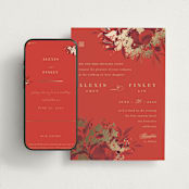 "Happiness" - Wedding Website in Cherry by Shannon Chen of Four Wet Feet Studio - Match Your Stationery
