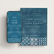 "Kantha Quilt" - Wedding Website in Indigo by Nazia Hyder - Match Your Stationery