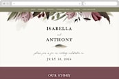 "Roses & Greenery" - Wedding Website in Aubergine by Susan Moyal - Desktop Design