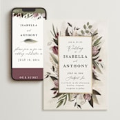 "Roses & Greenery" - Wedding Website in Aubergine by Susan Moyal - Match Your Stationery
