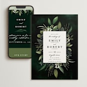 "Forest Finds" - Wedding Website in Emerald by Susan Moyal - Match Your Stationery