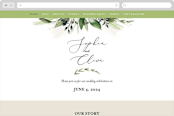 "Greenery Banner" - Wedding Website in Navy by Susan Moyal - Desktop Design
