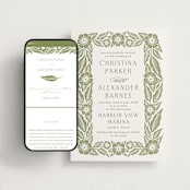 "Printed Floral" - Wedding Website in Pistachio by Katharine Watson - Match Your Stationery