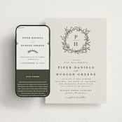 "leafy wreath" - Wedding Website in Cotton by Kate Ahn - Match Your Stationery